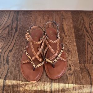 MIA Leopard Print Braided Sandals Size 7.5